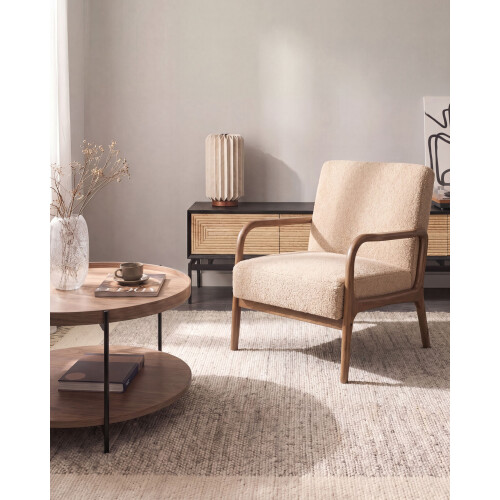 Beliani Armchair SENNELS Boucle Beige 1