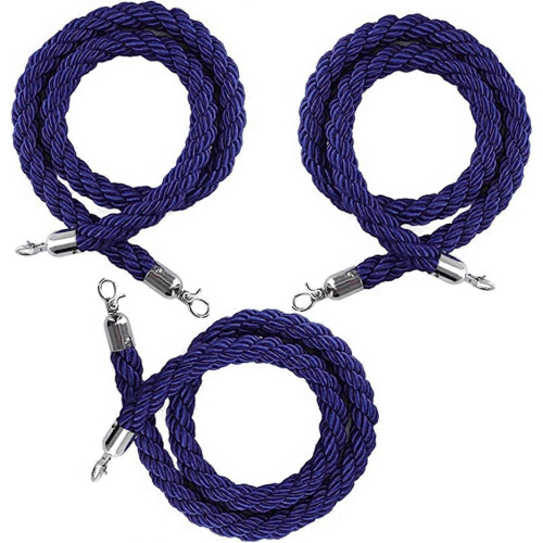 5 Feet White Woven Queue Management Rope with Hooks for VIP Crowd Control, Events 2