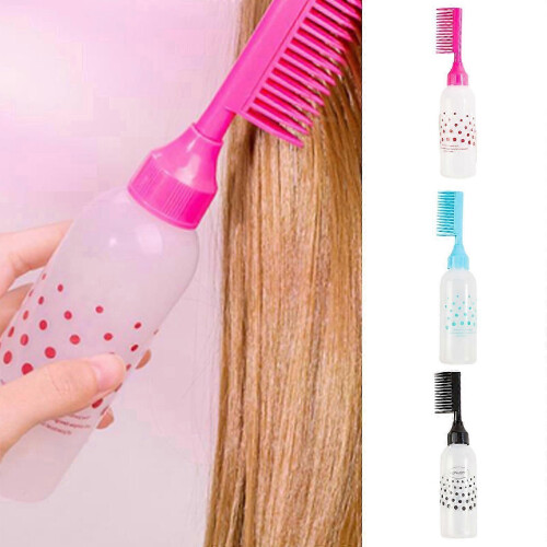 Hair Dye Applicator Brush with Empty Bottle Dispenser Comb, White, Plastic, Salon Styling Tool 1