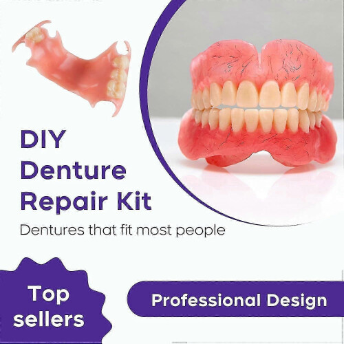 DIY Denture Kit for Top and Bottom Teeth, Natural Looking Temporary Replacement 1