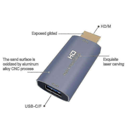 Placa de Captura de Vídeo Z51 USB Fêmea para HDMI Macho 4K Compatível com Windows Android Linux MacOS 1