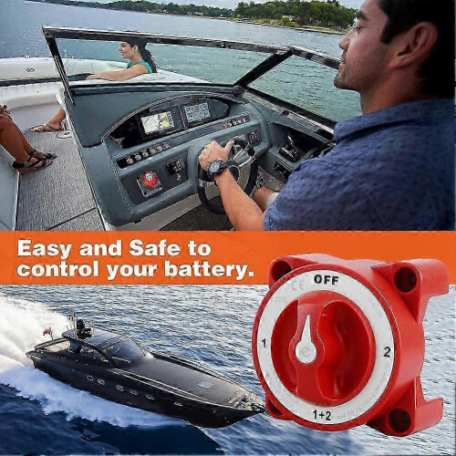 Marine Battery Selector Switch 32V 350A 4 Position DC Disconnect for Boats, Surface Rear Panel Mounting 1