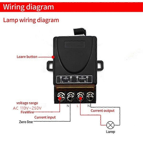 433MHz Wireless Remote Control Switch RF Relay Receiver with 2 Transmitters, 30A 220V, 50M Range, Learning Code 2