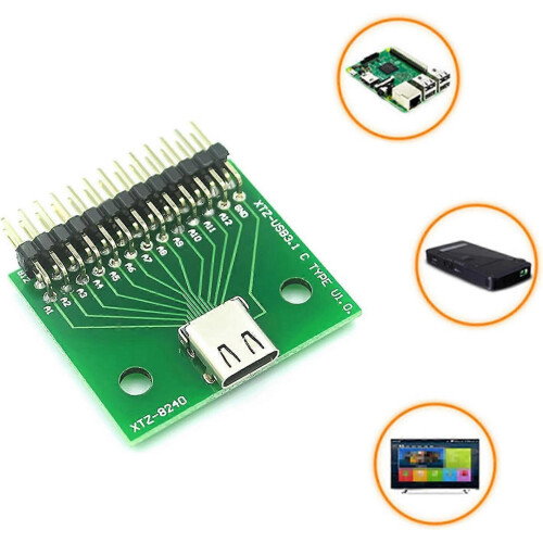 Type C PCB Testing Board 24Pin Female Adapter, Double Sided TwoWay Insertion, for USB3.1 Type C Connector Production Testing Debugging 2