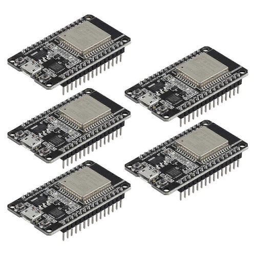 ESP32 WROOM-32 Development Board, USB CP2102, WiFi Bluetooth Dual Core, Ultra-Low Power, PCB Black, 5 Pack 1
