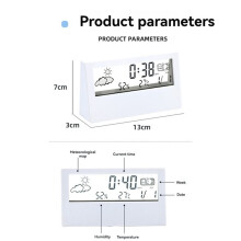 Multifunctional LED Thermo-Hygrometer with Electronic Clock Temperature and Humidity Meter Weather Station Alarms