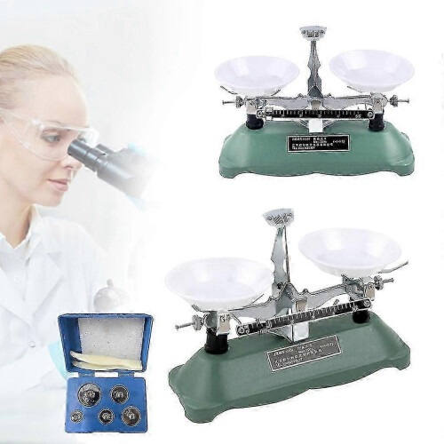 Mechanical Lab Tray Balance Scale with Weights, Double Pan, 100g Capacity, 0.1g Readability 1