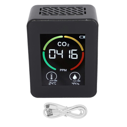 Draagbare USB-luchtkwaliteitsmonitor voor CO2-, temperatuur- en vochtigheidsmeting. 1