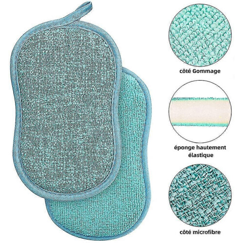 Reusable Dish Sponge 8 Pack Microfiber Scrubber Antibacterial Washable for Kitchen Bathroom 2