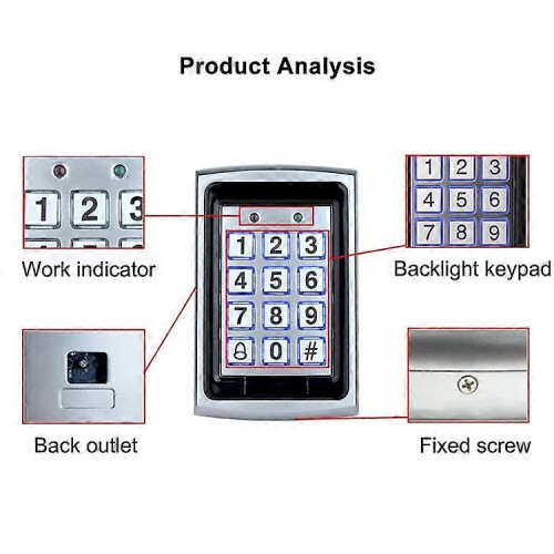 Standalone Keypad Access Control System with Proximity Card Reader, 500 Users, Vandal Resistant 2