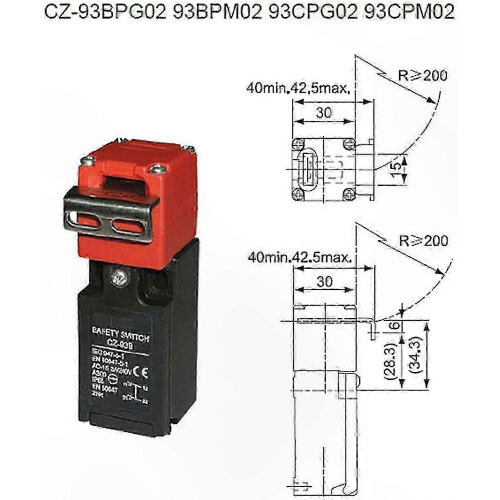 CZ93C 1A1B Safety Interlock Limit Switch with Key, 1NC/1NO Contact Configuration 2
