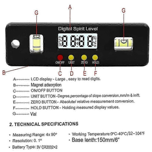 Digital Angle Finder 360 Degrees Protractor Inclinometer Level Box Magnet Gauge 1