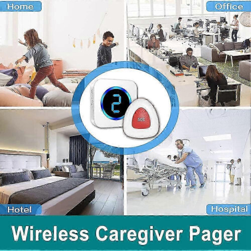 Wireless Nurse Call System with SOS Button, IP55 Waterproof, 1000ft Range, 55 Ringtones, EU Plug 2