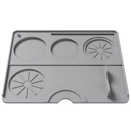 (Grey) Silicone Coffee Machine Mat Multifunctional Coffee Making Tool Tray Professional Baristas Setup