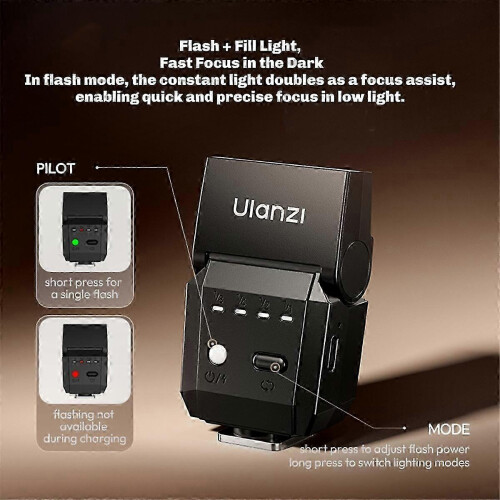 Camera Flash Speedlite Compatible with DSLR Cameras, Foldable 90, Type-C Charging, 500 Flashes 1