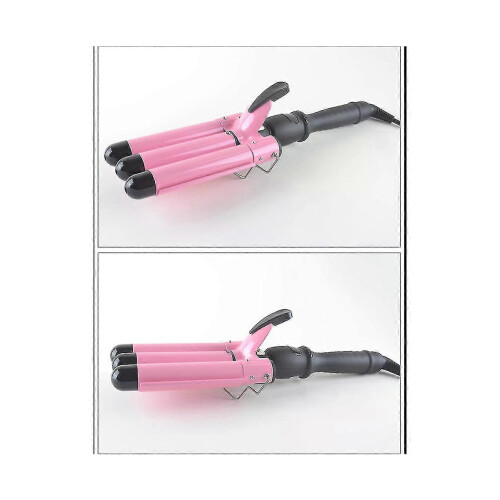 Triple Barrel Curling Iron 22mm Ceramic LCD Digital Display Auto Shut Off Pink 2