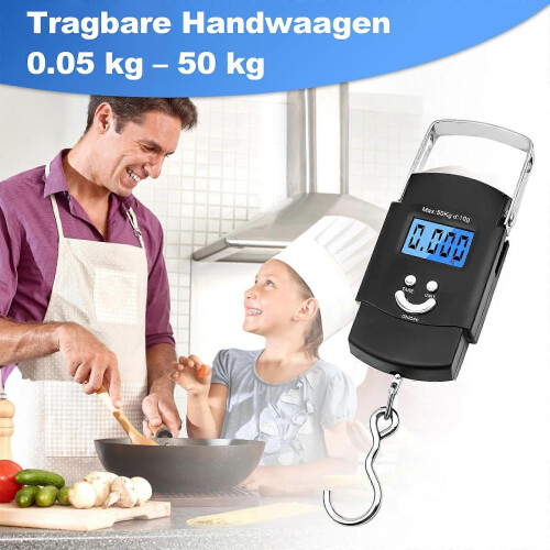 Handheld Digital Luggage Scale, 50kg Maximum Capacity, 50g Accuracy, Backlit LCD Display, Blue Backlight 2