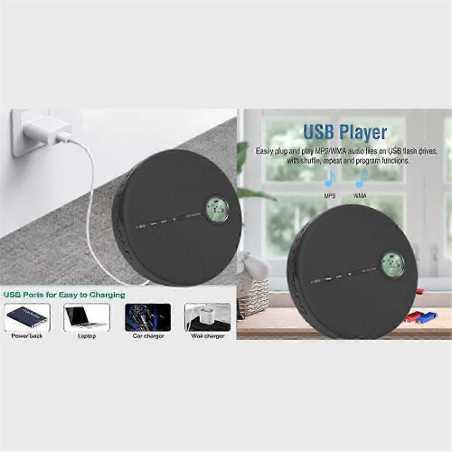 Rechargeable Bluetooth CD Player with Dual Speakers, Bluetooth Transmitter, Portable for Car Home Personal Use 1