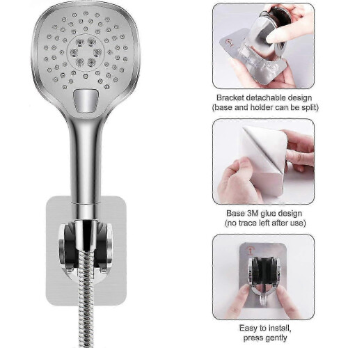 Hand Shower Bracket No Drilling Glue Adjustable Angle Holder Wall Mount for Bathroom 1