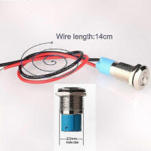 LED-signaallampen, 5 stuks, 10 mm, 230V AC, geel, IP65 waterdicht, verchroomd messing.