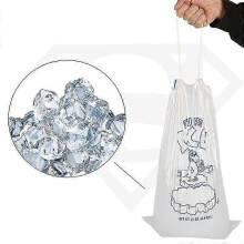 Eisbeutel 28 x 46 cm, 3,6 kg Fassungsvermögen, mit Kordelzugverschluss, reißfester Kunststoff, 100er Packung
