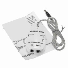 USB Guitar Link Cable Adapter 6.3mm Jack to USB, 1m Length, High-Impedance Input with Headphone Output for PC Recording
