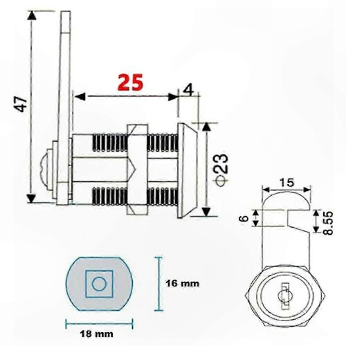 Cam Lock Core, 30mm, Reliable Sturdy Fastening Mechanism, Enhanced Security, Open Style 2
