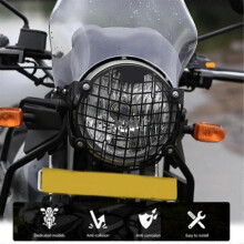 Motorcycle Headlight Guard compatible with Royal Enfield Himalayan 2016-2021, Black Metal Protective Grille