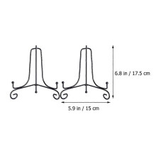 Plate Stands for Display, Iron Plate Holder Easel for Plates Artworks, 2 Pack Black