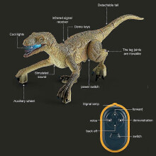 (Green) Remote Control Dinosaur Toys with LED Light and Movable Joint Battery Powered Birthday Xmas Gift for Kids Boys Girls