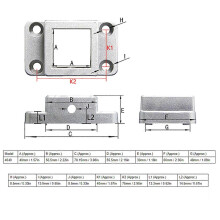 Conector de perfiles de aluminio, 4040, base fija de 2 vías, esquina cuadrada, bloque de conexión de base de brida fija de aluminio