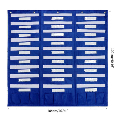 Wall Mount File Holder with 27 Pockets and 5 Hangers, Polyester Document Organizer for Office 2