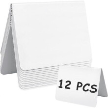 Kleine whiteboardjes, 12 stuks, voor op tafel, gemaakt van PVC, voor krijtschrijven, voedseletiketten, buffetten en feesttafels.