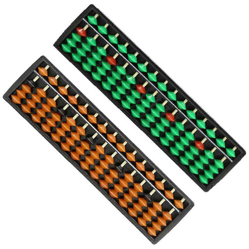 Traditional Abacus 2pcs Educational Math Tool Plastic Green and Brown Lightweight Portable 1