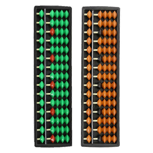 Traditional Abacus 2pcs Educational Math Tool Plastic Green and Brown Lightweight Portable 2