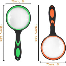 Handloep 65 mm, glazen lens, antislip rubberen handvat, voor senioren en kinderen wetenschappelijk lezen