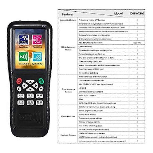 RFID NFC Copier Writer Decoder for Smart Card Key Duplication with Standalone Simulation Function 1