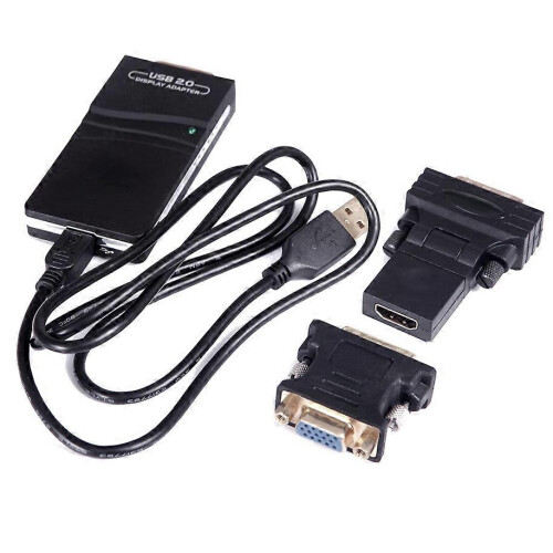 USB 2.0 to VGA DVI HDMI Adapter, 1920x1080 Resolution for Extended Desktop Display 2