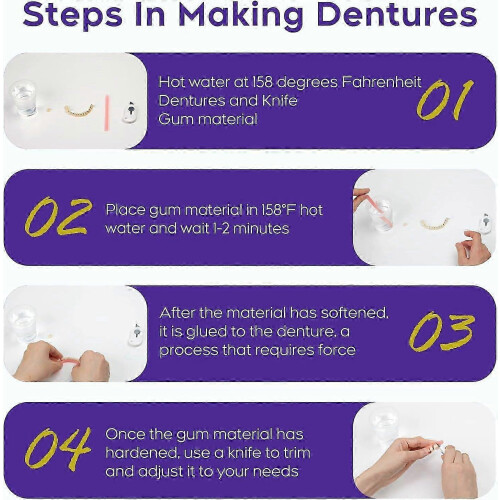 DIY Denture Kit for Top and Bottom Teeth, Customizable Moldable Resin for Smile Replacement