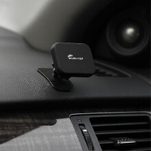 Supporto magnetico per telefono da auto compatibile con iPhone, Huawei, Samsung, Xiaomi, con base regolabile e superficie in silicone.