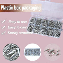 Punk Spikes and Studs Kit, 354 PCS 8 Size Zinc Alloy Silver Cone Spikes for Leathercraft Punk Clothing