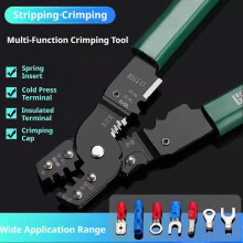 3-in-1 Wire Crimping Pliers with Stripper and Cutter, Metal, Green, 19x5 cm