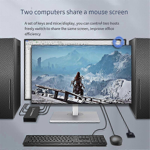 KVM-switch USB 2.0 DVI 4K 1080p 10m kabel Desktopcontroller Metalen behuizing 1