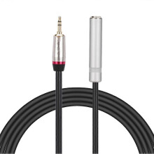 3,5-mm-Klinkenstecker auf 6,5-mm-Klinkenbuchse Audio-Adapterkabel, 1 m, PVC-Material, vergoldeter Stecker, kompatibel mit AKG, Sennheiser und Sony
