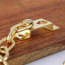 Brass Door Chain Lock for Home Inside Door, Sturdy Base and Latch Design, Retro Style
