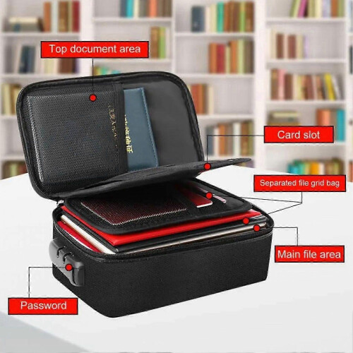 Fireproof Document Box Waterproof Safe with Lock for Home Office Travel