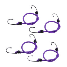 Corde élastique avec crochets, violette, 50 cm, lot de 4, pour le camping et les activités de plein air