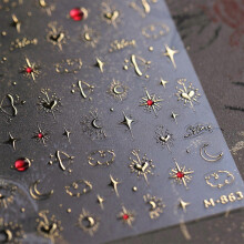 Stickers pour ongles 3D en relief lune et étoiles pour nail art DIY