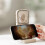 (White) Handheld Foldable Desk Fan with Mirror Foldable Phone Stand for Camping Hiking 3
