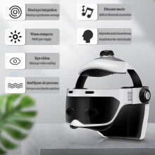 Elektrische hoofdmassagehelm met warmte, kneedfunctie en luchtcompressie voor verlichting van hoofdpijn, stress en slaap.
